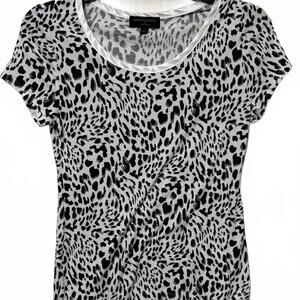 Banana Republic Black Animal Print Edgy 90's Chic Short Sleeve Top Size Small